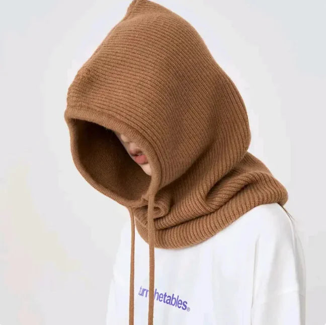 Wool Drawstring Pullover Beanie