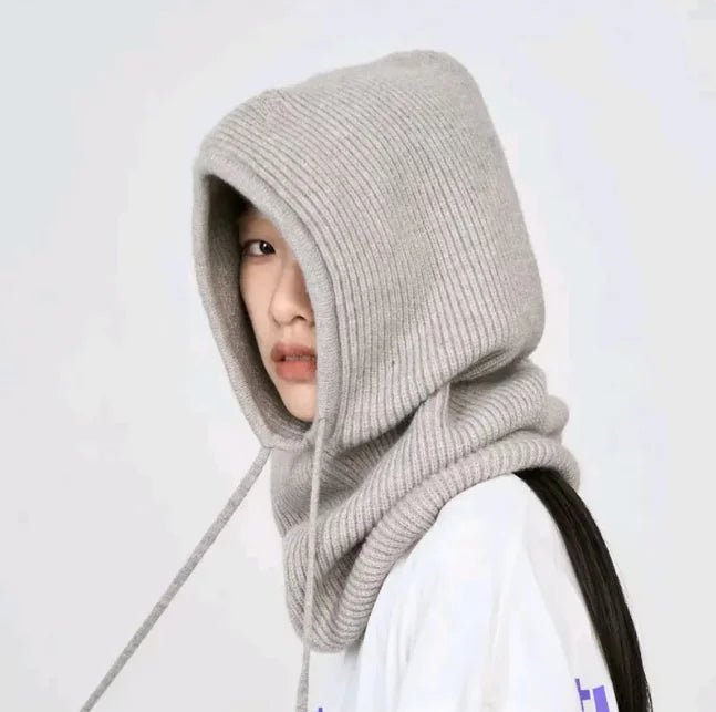 Wool Drawstring Pullover Beanie