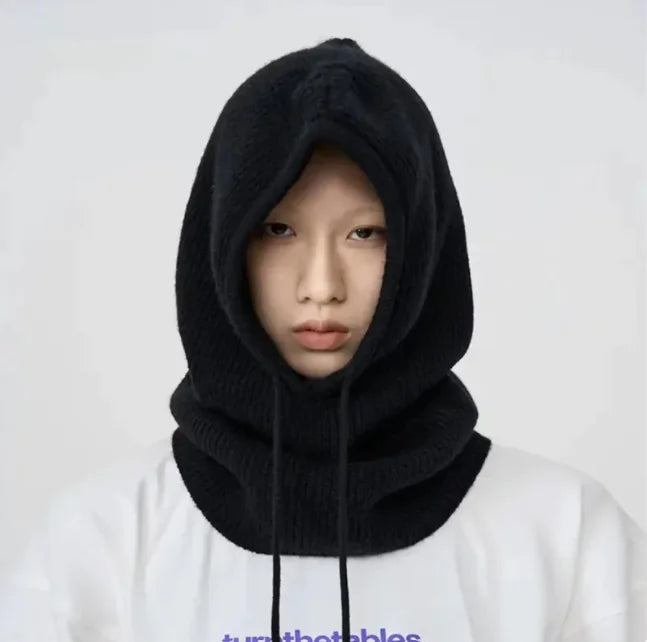 Wool Drawstring Pullover Beanie